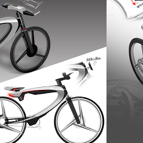 概念电动自行车和自行车